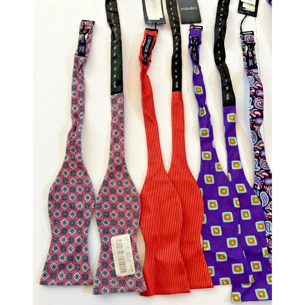 Cremieux Bow Tie 100% Silk Geometric Paisley Lot 4 Pink Purple Orange NEW